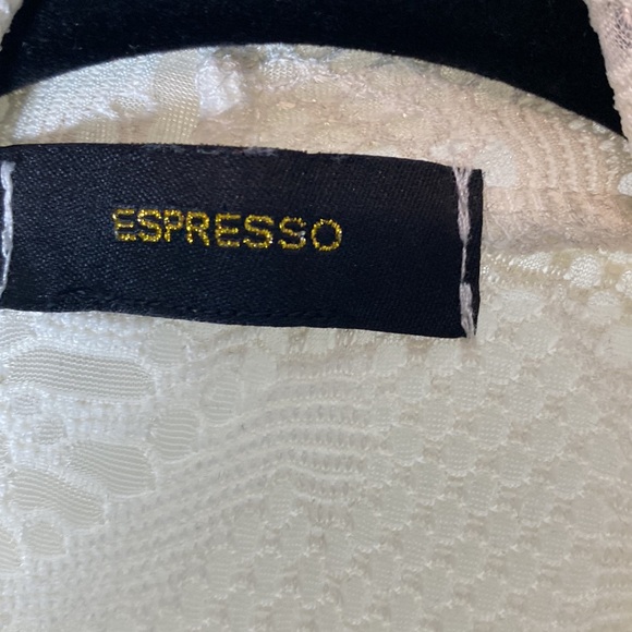 Espresso Cream Open Front Lace Detailed Cardigan Large Cover Up. - Picture 3 of 7